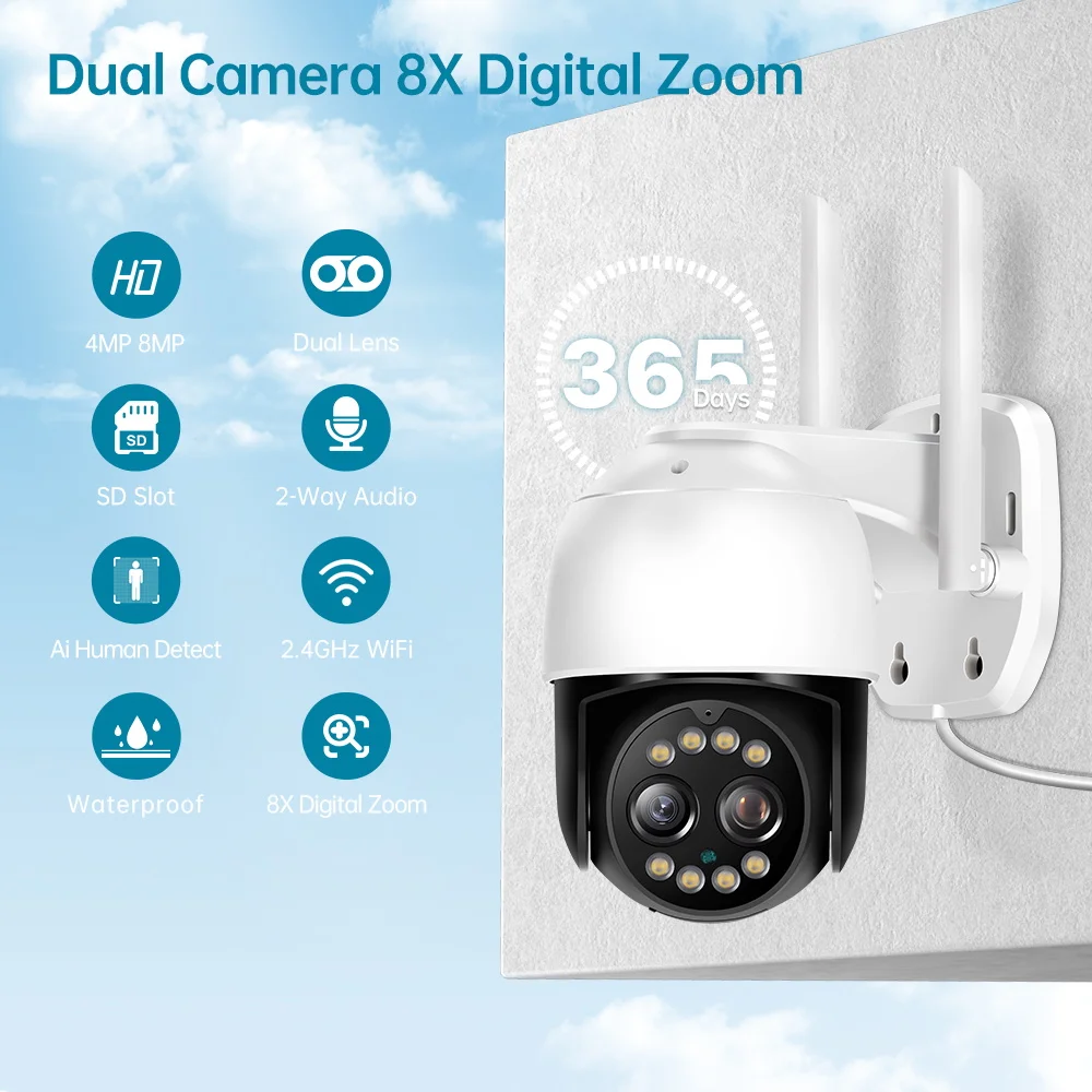 Caméra PTZ WiFi IP Dual Lens 4K 8MP - 5
